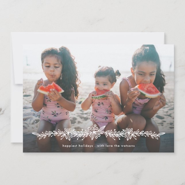 Moderne Mistletoferien Weihnachtsfotokarte Feiertagskarte (Vorderseite)