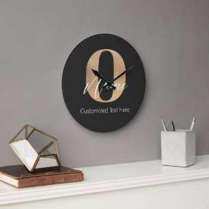 Moderne Mit Monogramm anfängliche O & Name Persona Große Wanduhr