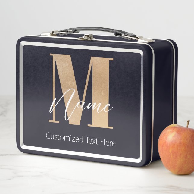 Moderne Mit Monogramm Anfangs-M & Name Personalisi Metall Brotdose (Beispiel)