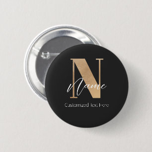 Moderne Mit Monogramm Anfangsnummer und Name Perso Button