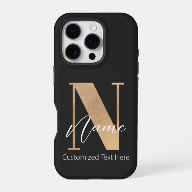 Moderne Mit Monogramm Anfangsnummer und Name Perso iPhone Hülle (Rückseite)