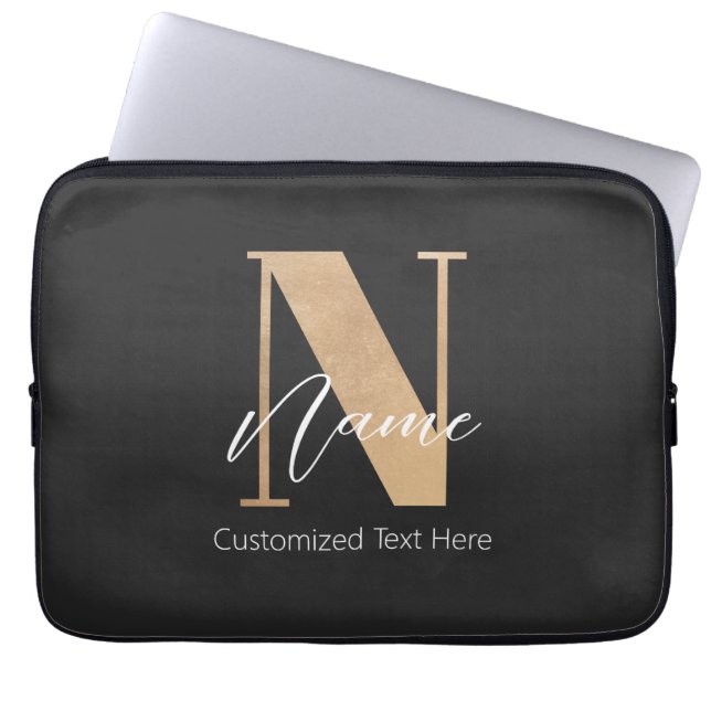 Moderne Mit Monogramm Anfangsnummer und Name Perso Laptopschutzhülle (Vorderseite)