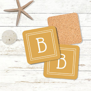 Moderne Mit Monogramm Buchstaben Erstgelbweiß Getränkeuntersetzer