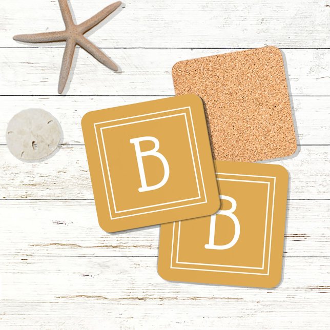 Moderne Mit Monogramm Buchstaben Erstgelbweiß Getränkeuntersetzer (Von Creator hochgeladen)