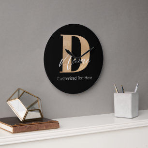 Moderne Mit Monogramm D & Name Personalisiert Große Wanduhr