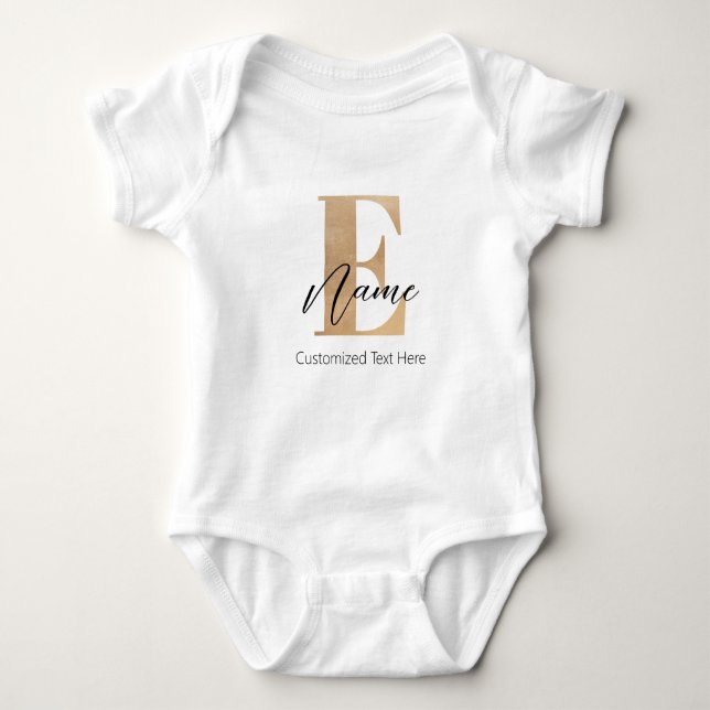Moderne Mit Monogramm erste E & Name Personalisier Baby Strampler (Vorderseite)