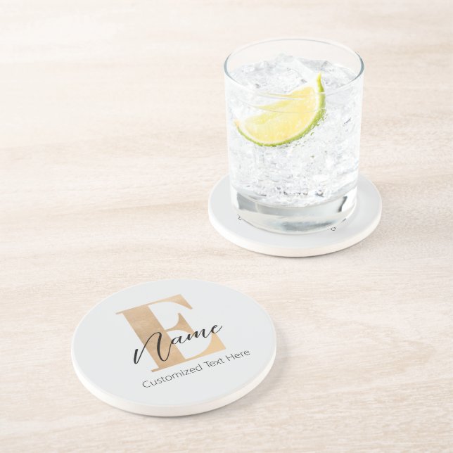 Moderne Mit Monogramm erste E & Name Personalisier Getränkeuntersetzer (Seite)