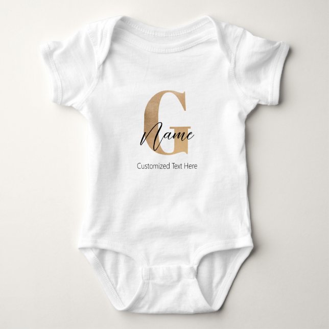 Moderne Mit Monogramm erste G & Name Personalisier Baby Strampler (Vorderseite)