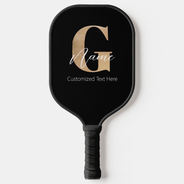Moderne Mit Monogramm erste G & Name Personalisier Pickleball Schläger (Vorderseite)