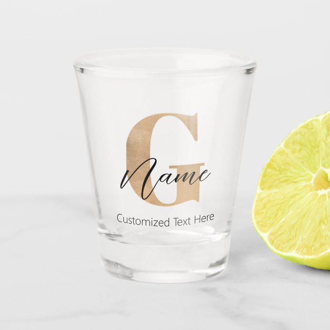 Moderne Mit Monogramm erste G & Name Personalisier Schnapsglas (Vorderseite)