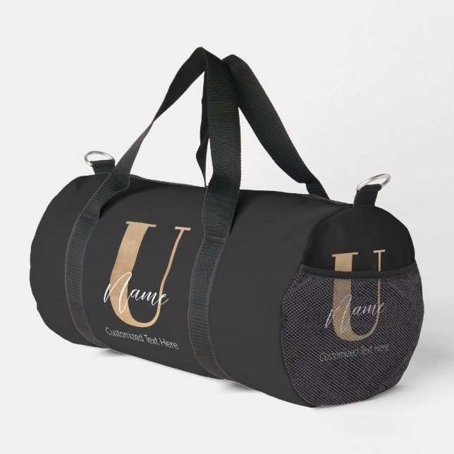 Moderne Mit Monogramm erste U & Name Personalisier Duffle Bag (Rechte Ecke)