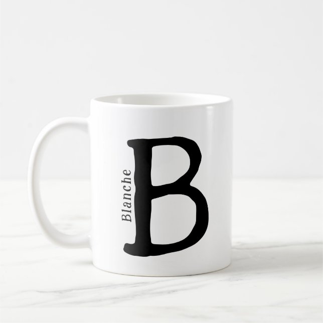 Moderne Mit Monogramm Erstklassigkeit & Name Kaffe Kaffeetasse (Links)