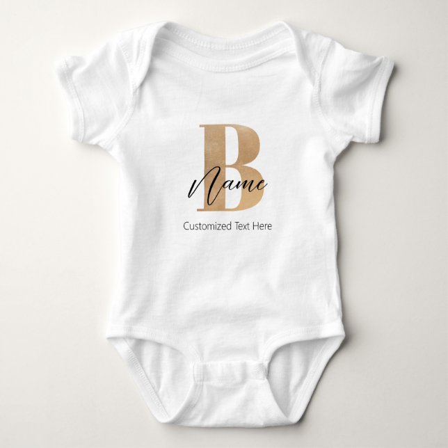 Moderne Mit Monogramm Erstklassigkeit Personalisie Baby Strampler (Vorderseite)