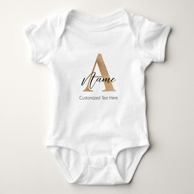 Moderne Mit Monogramm Erstklassigkeit und Name Per Baby Strampler (Vorderseite)