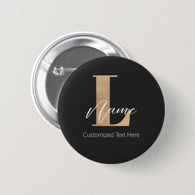 Moderne Mit Monogramm Erstklassigkeit und Name Per Button (Vorne & Hinten)