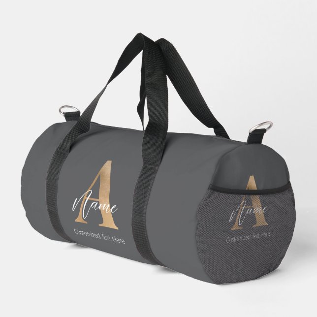 Moderne Mit Monogramm Erstklassigkeit und Name Per Duffle Bag (Rechte Ecke)