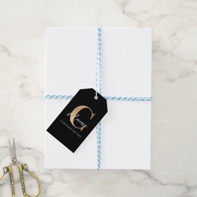 Moderne Mit Monogramm Erstklassigkeit und Name Per Geschenkanhänger (Mit Garn)