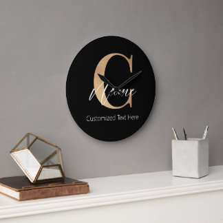 Moderne Mit Monogramm Erstklassigkeit und Name Per Große Wanduhr