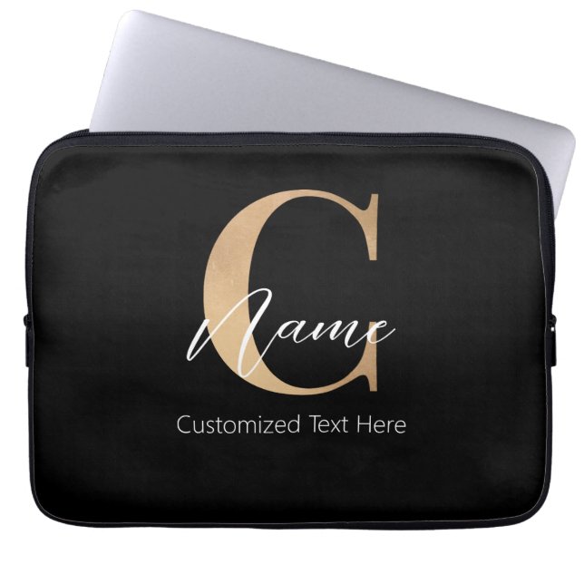 Moderne Mit Monogramm Erstklassigkeit und Name Per Laptopschutzhülle (Vorderseite)