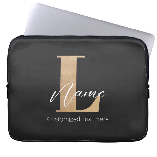 Moderne Mit Monogramm Erstklassigkeit und Name Per Laptopschutzhülle (Vorderseite)
