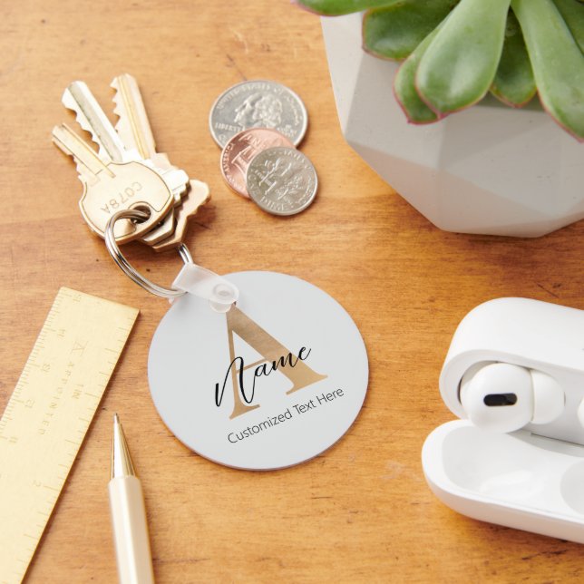 Moderne Mit Monogramm Erstklassigkeit und Name Per Schlüsselanhänger (Schreibtisch)
