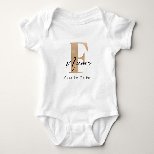 Moderne Mit Monogramm Erstklassigkeit von F & Name Baby Strampler (Vorderseite)