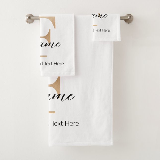 Moderne Mit Monogramm Erstklassigkeit von F & Name Badhandtuch Set (Insitu)