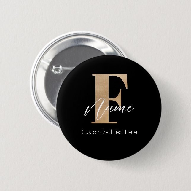 Moderne Mit Monogramm Erstklassigkeit von F & Name Button (Vorne & Hinten)
