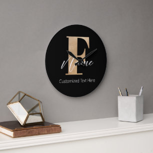 Moderne Mit Monogramm Erstklassigkeit von F & Name Große Wanduhr