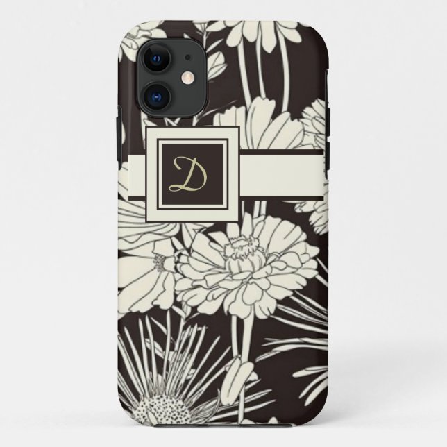 Moderne Mit Monogramm florale iPhone Case (Rückseite)