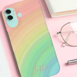 Moderne Mit Monogramm Girly Rainbow Gradient iPhone 16 Hülle