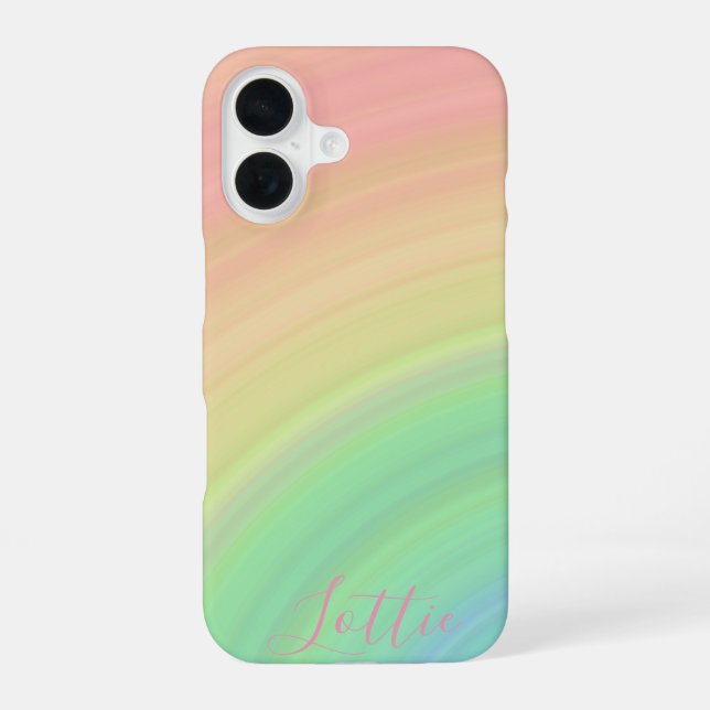 Moderne Mit Monogramm Girly Rainbow Gradient iPhone 16 Hülle (Rückseite)