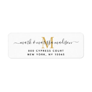 Moderne Mit Monogramm Gold-Neuvermählte Rücksendea