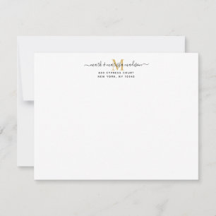 Moderne Mit Monogramm Gold Newlyweds Mitteilungskarte