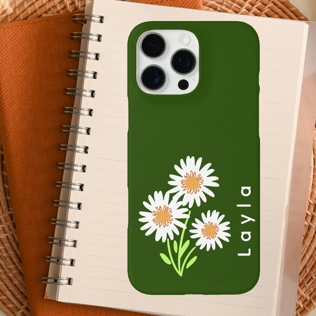 Moderne Mit Monogramm Grün- und Weißwolke Case-Mate iPhone Hülle (Von Creator hochgeladen)