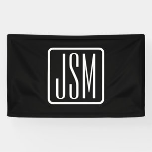 Moderne Mit Monogramm Initialen   Schwarz und Weiß Banner