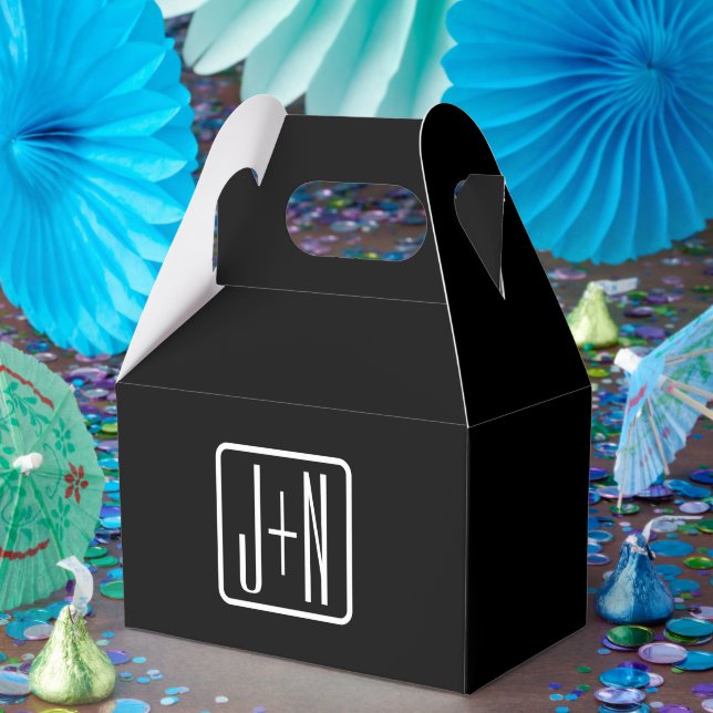 Moderne Mit Monogramm Initialen | Schwarz und Weiß Geschenkschachtel (Party)