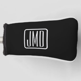Moderne Mit Monogramm Initialen   Schwarz und Weiß Golf Headcover