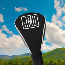 Moderne Mit Monogramm Initialen | Schwarz und Weiß Golf Headcover
