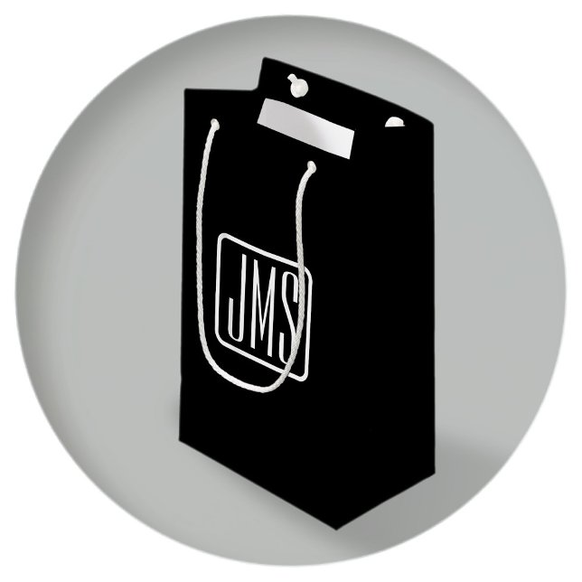 Moderne Mit Monogramm Initialen | Schwarz und Weiß Kleine Geschenktüte (Von Creator hochgeladen)