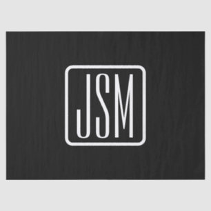 Moderne Mit Monogramm Initialen   Schwarz und Weiß Seidenpapier