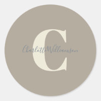 Moderne Mit Monogramm Kalligrafie Name Taupe