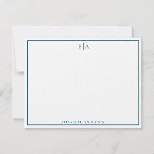 Moderne Mit Monogramm Navy Blue Simple Square Bord Mitteilungskarte