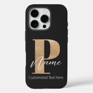 Moderne Mit Monogramm P & Name Personalisiert iPhone 16 Pro Hülle
