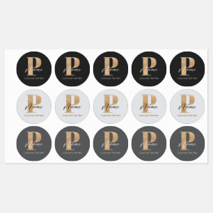 Moderne Mit Monogramm P & Name Personalisiert Etiketten