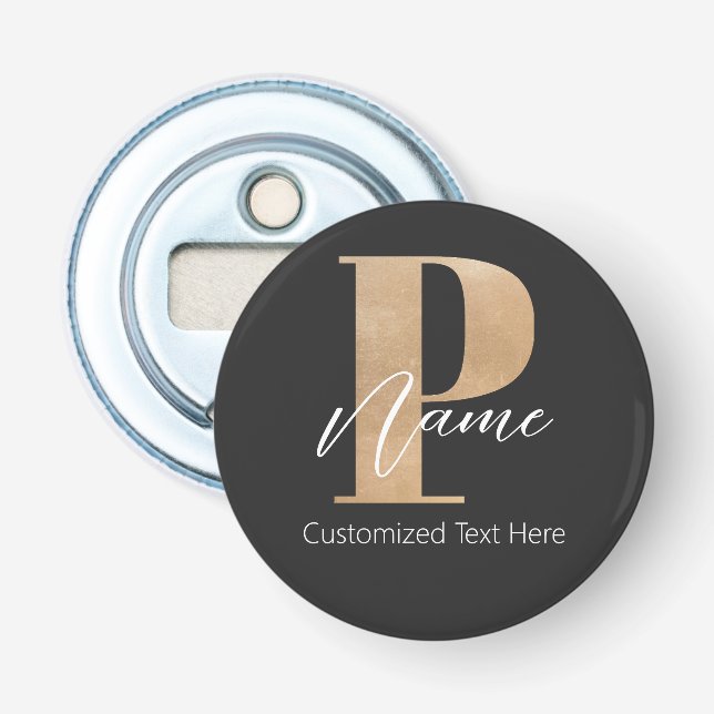 Moderne Mit Monogramm P & Name Personalisiert Flaschenöffner (Vorderseite)