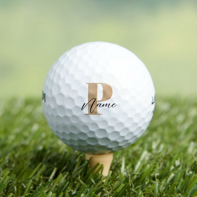 Moderne Mit Monogramm P & Name Personalisiert Golfball (Insitu T-Shirt)