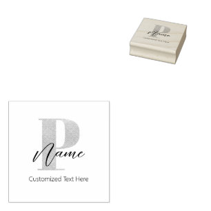 Moderne Mit Monogramm P & Name Personalisiert Gummistempel
