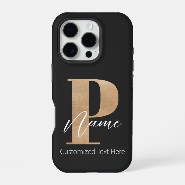 Moderne Mit Monogramm P & Name Personalisiert iPhone Hülle (Rückseite)