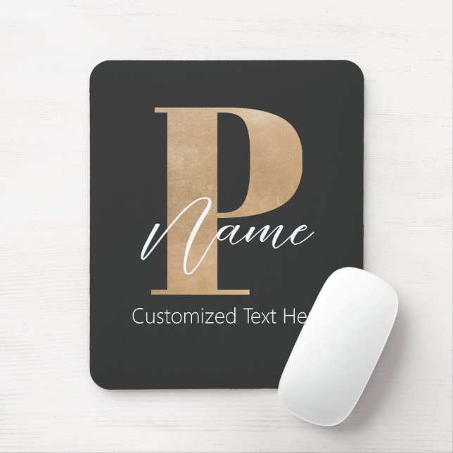 Moderne Mit Monogramm P & Name Personalisiert Mousepad (Mit Mouse)